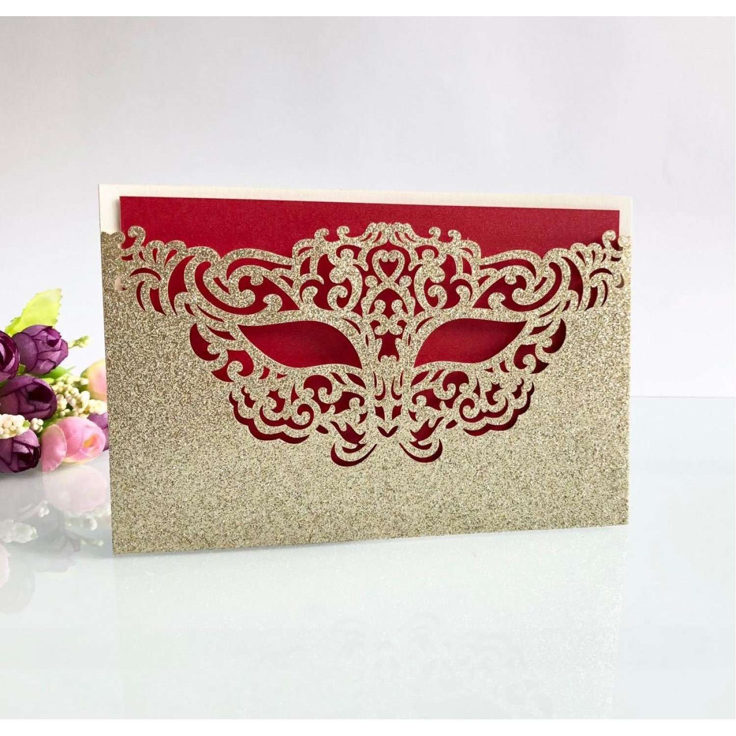 Party Invitation Card Birthday Card Glitter Paper Laser Mask 